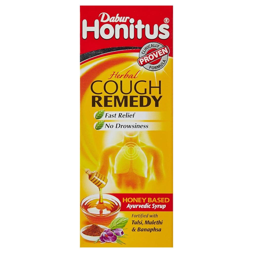 Dabur Honitus Herbal Cough Syrup 100 Ml Pack of 1 | Fast Relief From Cough & Sore Throat