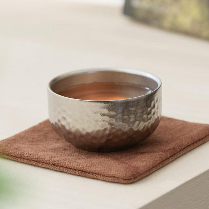 Pure Titanium Hand Hammered Teacup Meditation Tea Ceremony Home Use Gift Cup
