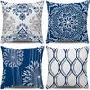 Blue and White Patterned Pillow Covers Set for Home Decor ,,sofa and Chair Cushion Covers, Home Bedroom Room Decoration