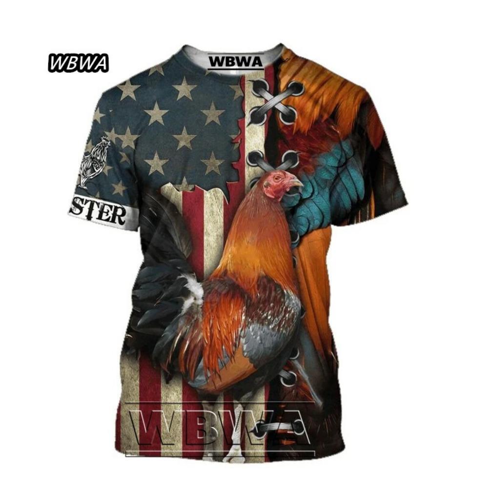 Новейшие популярные футболки с принтом животных Петух 3D для мужчин и женщин