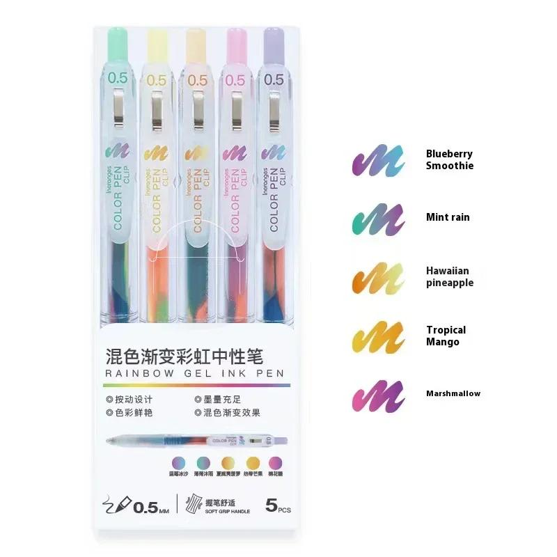 0.5mm Gel Pen Sets Retractable 5pcs Color Japanese Pen Quick-Drying for Writing Drawing Scrapbooks Journals School Stationery