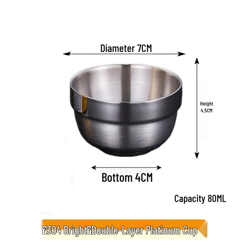 304 Stainless Steel Double-Layer Insulated Baijiu Cup, Single-Mouth Design for Home Use, Tea, Beer, Spirits, Two Liang Capacity.