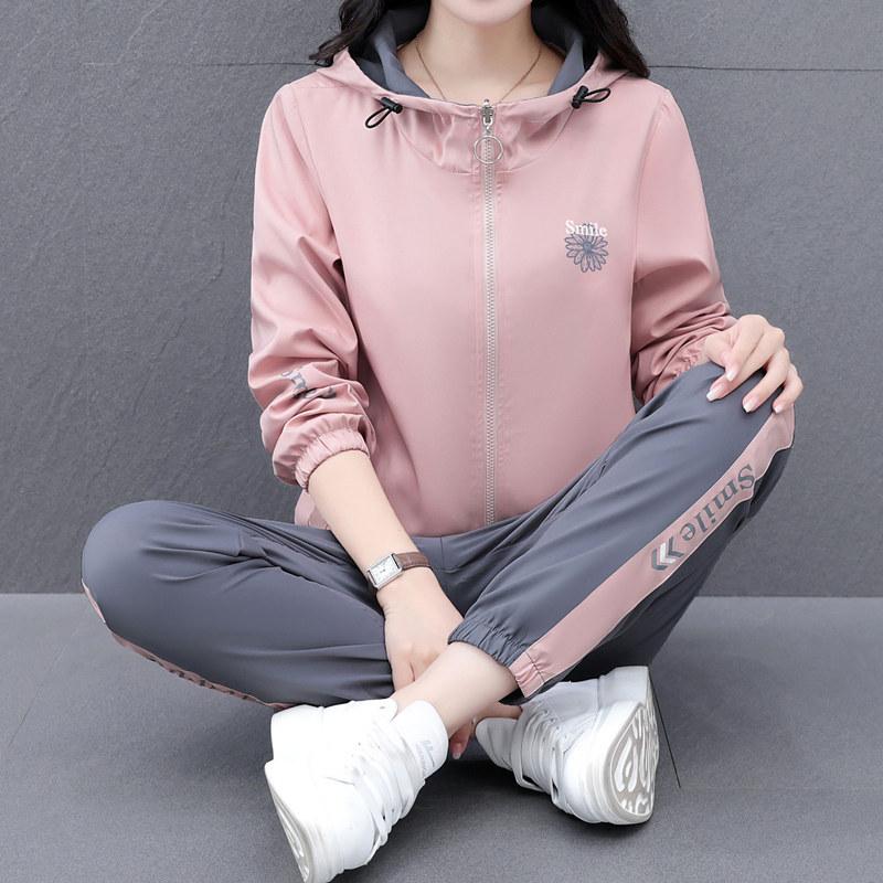 Осенне-зимний повседневный спортивный костюм для женщин, Осенний стиль, Комплект женской одежды для бега для женщин, Комплект из двух предметов