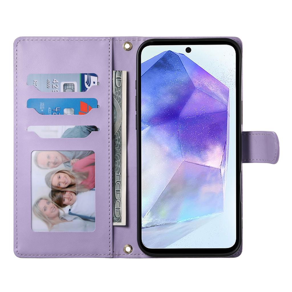 Чехол для Samsung Galaxy A55 5G с ромбовидной прострочкой, кошелек-подставка, кожаный чехол для телефона с длинным/коротким ремешком