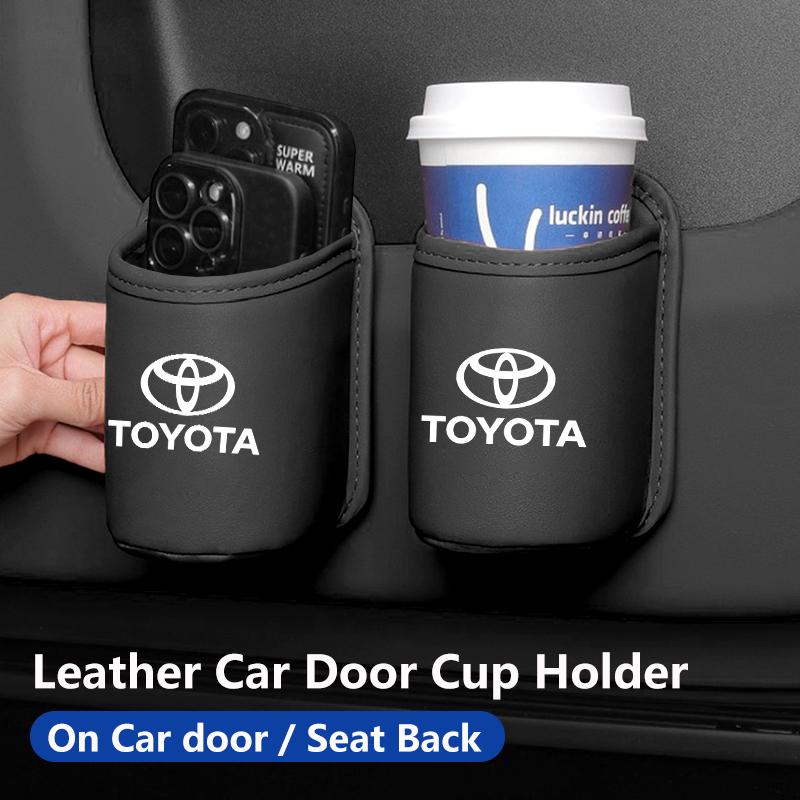 Leather Car Door Cup Holder Drink Storage Keys Organizer For Toyota Corolla Yaris Camry Prius RAV4 CHR Hilux Aygo Accessories