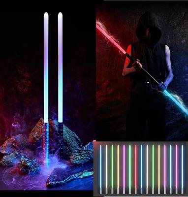 Мисс 0 Световой меч, 15 цветов RGB, Звук, USB-зарядка, Игрушка для косплея, Металлическая рукоять, Датчик движения (Серебряный)