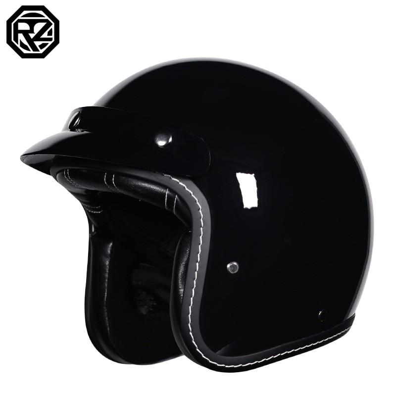 DOT Certified 3/4 Motorcycle Helmet Men Women ABS Full-coverage Half All-Season Riding With Bluetooth Slot Retro