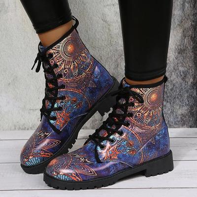 Женские осенне-зимние ботинки в британском стиле, женские ботинки в стиле милитари, ботинки на высокой платформе с принтом черепа и цветов