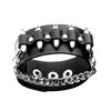 Trendy European & American Hip-Hop Men's Cowhide Rivet Chain Bracelet