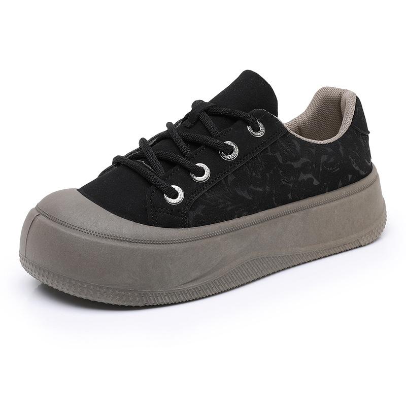 Повседневная обувь на платформе для женщин Легкие кроссовки из искусственной кожи Теннисные туфли на шнуровке Удобная обувь для ходьбы Женские нескользящие дышащие низкие туфли