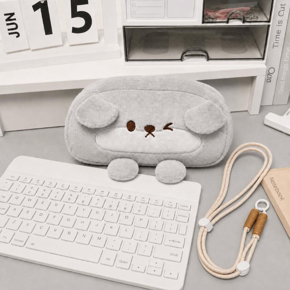 Otter Shape Pen Bag Plush Stationery Bag Portable Stationery Pouch School Supplies