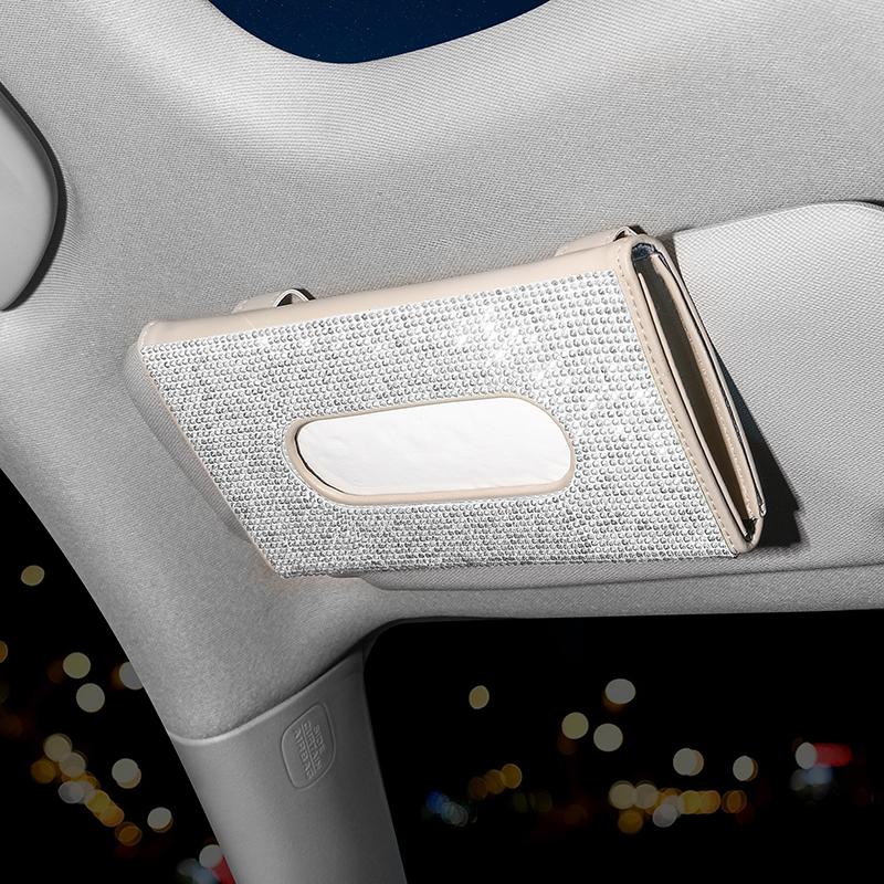 Универсальная кристальная автомобильная коробка для салфеток, держатель для салфеток на солнцезащитный козырек, автомобильный скучный розовый декор, блестящий держатель для бумажных полотенец, аксессуары для девочек