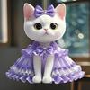 Yousheng 2Pcs Cute Cat Purple Pendant Car Rear View Mirror Charm Acrylic Cat Hanging Decorations for Auto Interior Window Bag