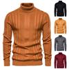 Новый мужской повседневный вязаный теплый подклад с высоким воротом, мужской пуловер однотонной расцветки