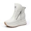 Fashion 9CM White Black Women Ankle Boots Platform Wedge Heel Booties Shoes Microfiber Leather Fashion Sneakers Shoes High Top Boots