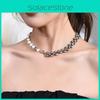 Trendy Titanium Steel Choker Necklace With Exquisite Baroque Pearl Detail For Fashion Forward Women