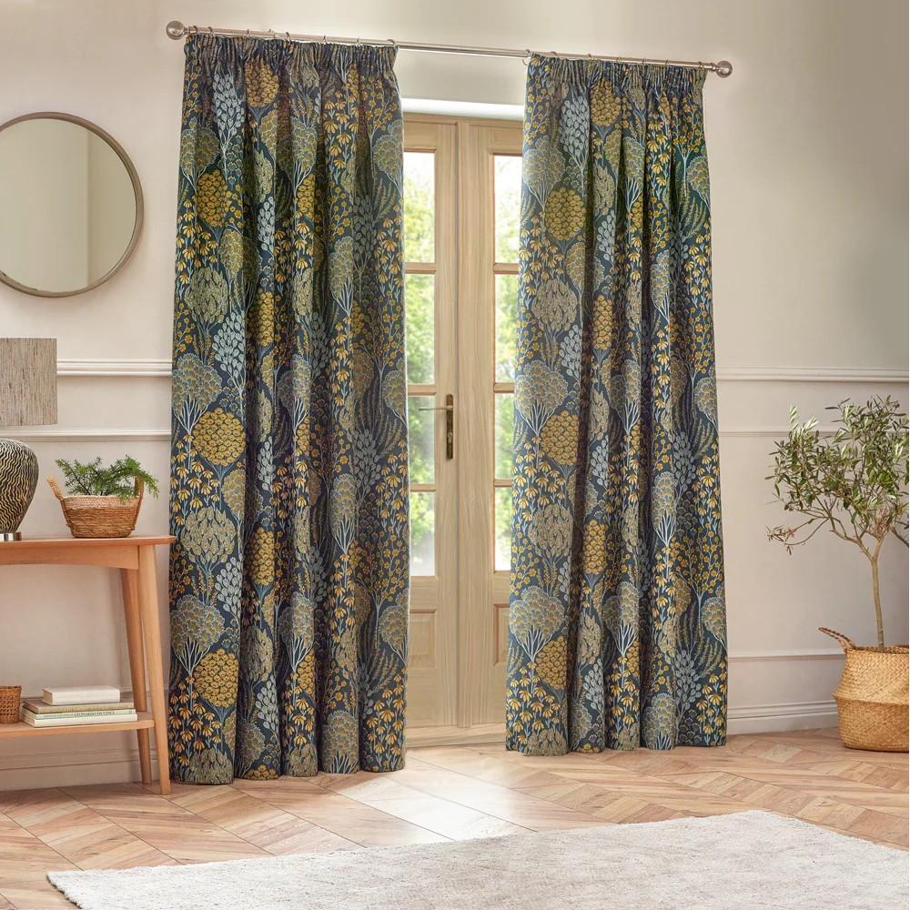 Wylder Ophelia Jacquard Floral Pencil Pleat Curtains
