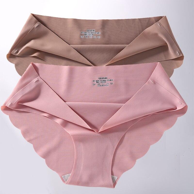 2Pcs/Set Seamless Silk Women's Panties Briefs Women Underwear Female Underpants Comfortable Silk Panty Sexy Woman Lingerie M-XL