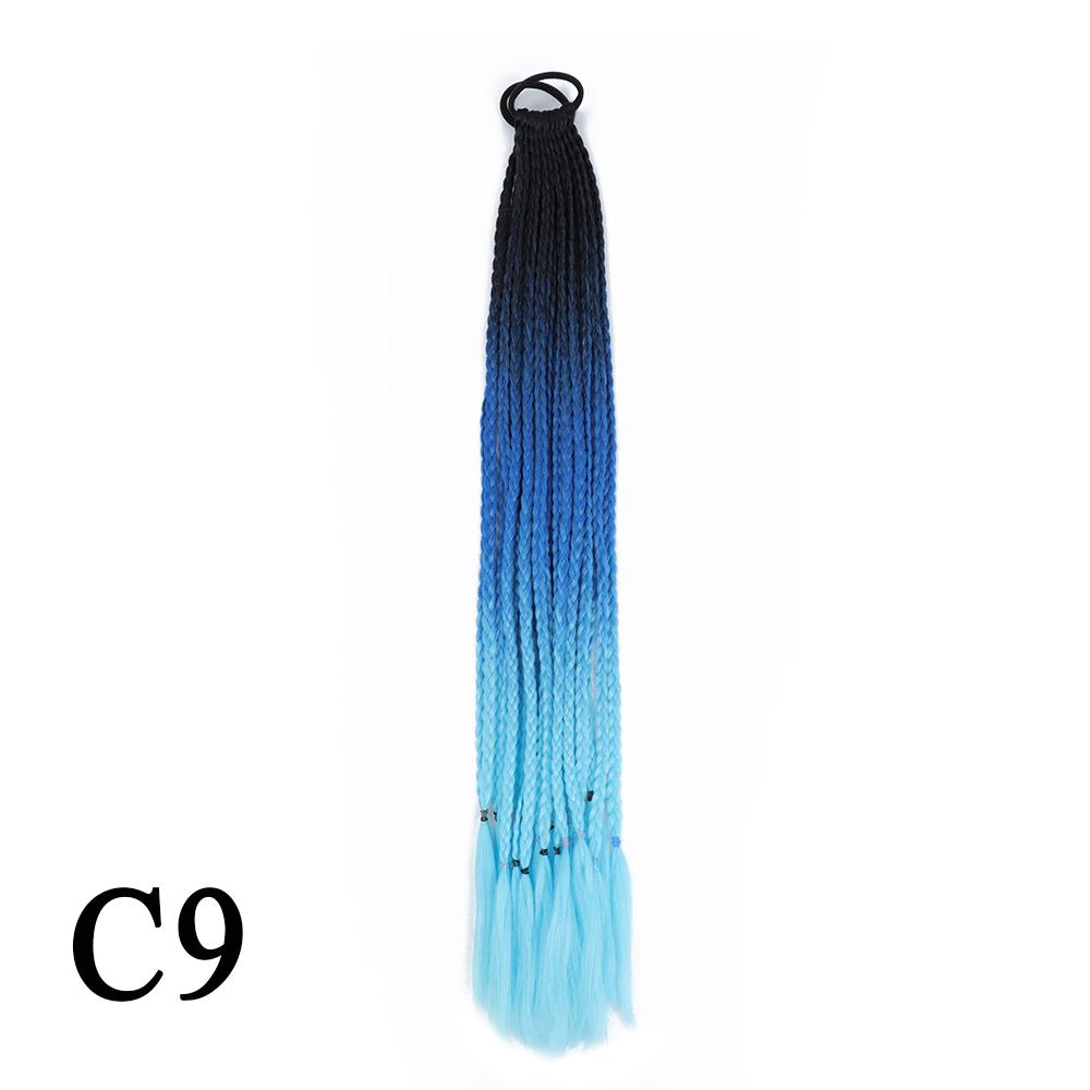 Плетеный хвост с резинкой, черный плетеный хвост ручной работы из термостойкого волокна, шиньоны с конским хвостом для девочек