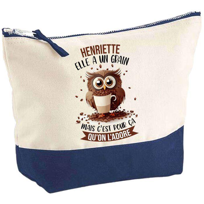 Trousse de maquillage - PLANETEE - Henriette Chouette Grain - Grand format - Impression HD - Coton, fabriquée en France