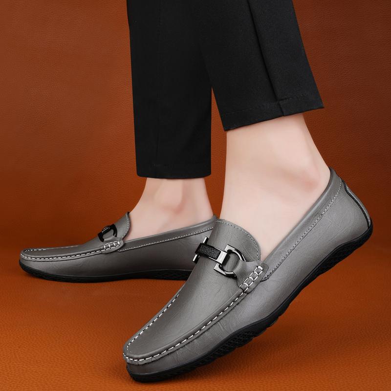 Fashion 2025 Luxury Brand Men's Leather Casual Shoes Massage Sole Loafers Minimalist Black Office Business Dress Shoes for Men's
