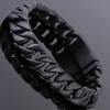 Brushed Black Stainless Steel On Hand Bracelet Men Vintage Men's Bracelets Matte 12MM Curb Link Chain Male Jewelry Accessories