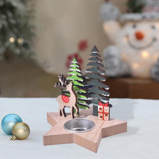 Рождественский подсвечник деревянный Санта-Клаус Ангел Лось подсвечник для чайной свечи настольный подсвечник для рождественского обеденного стола декор в углу