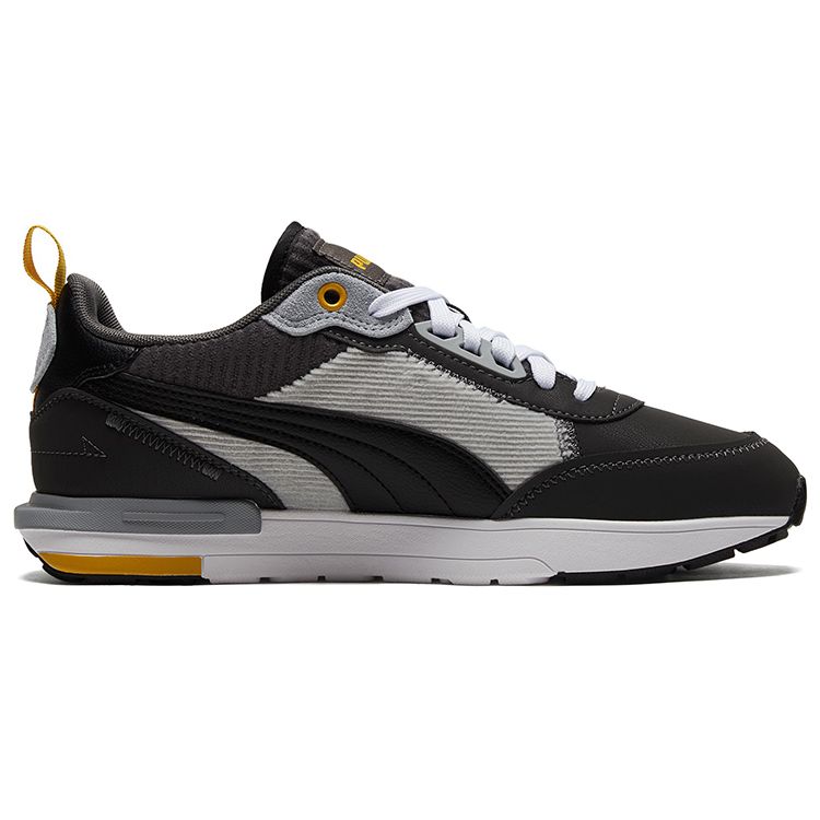 Puma R22 Ткань Синтетическая кожа Двухслойная коровья кожа Удобная спортивная обувь с низким верхом для повседневной носки Унисекс кроссовки Черный Серый 383834-02