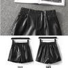 High-Waisted Women's PU Leather A-Line Shorts, Versatile Bootcut Wide-Leg Pants, Plus Size, 2025 Autumn/Winter Fashion