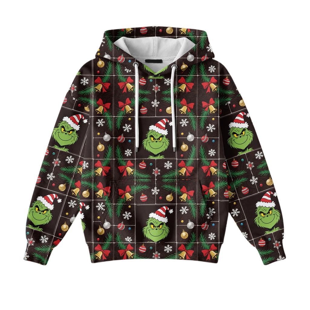 Ladies' Loose And Comfortable Drawstring V-neck Long Sleeved Christmas Printed Sweatshirt