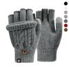 Thickening Fingerless Flip Gloves Wool Knitted Finger Free Gloves  For Men Women Unisex