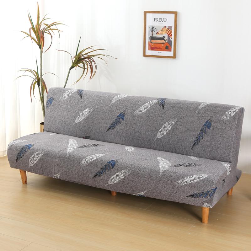 Stretch Printed Armless Sofa Bed Cover Stretchable Futon Sofa Cover Spandex Furniture Protector Home Decor Machine Washable