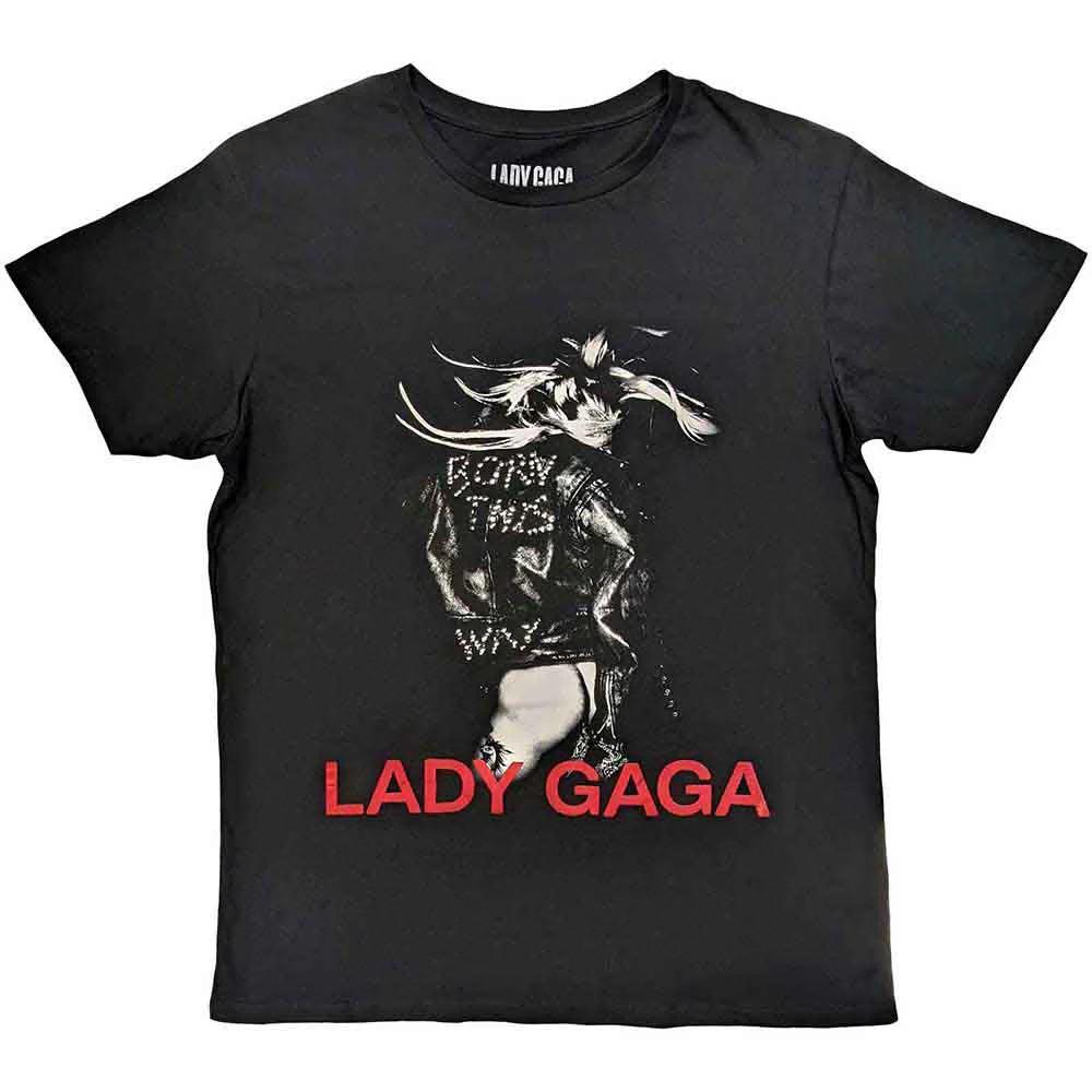 Lady Gaga Unisex T-Shirt Leather Jacket Black (2XL)