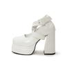 Retro Bow Super High Heel Single Shoes 2025 New Spring Gentle Waterproof Table Thick Sole Thick Heel Mary Jane Shoes
