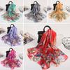 Sunscreen Long Wrap Shawl Butterfly Print Beach Gauze Scarf Elegant Shawl Silk for Women