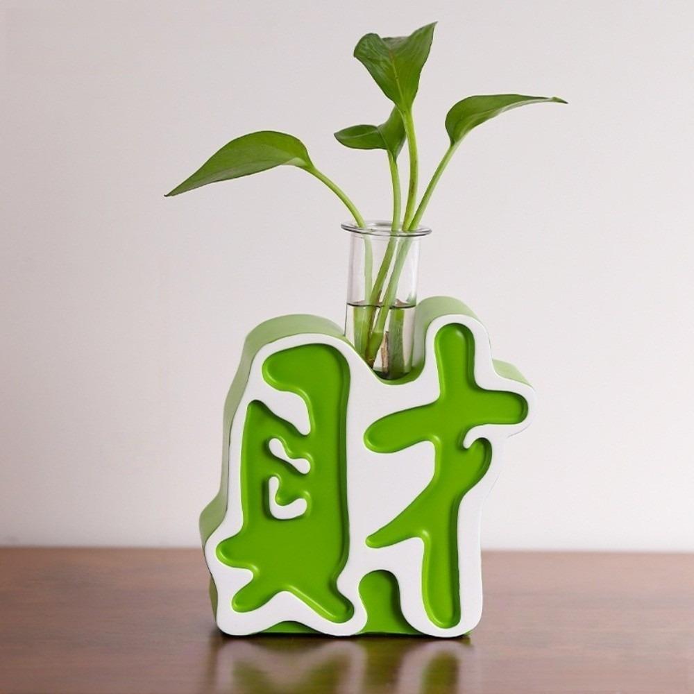 Make a Fortune Fa Cai Ornament Chinese Characters Organic Resin Hydroponic Plant Container Creative Home Decor