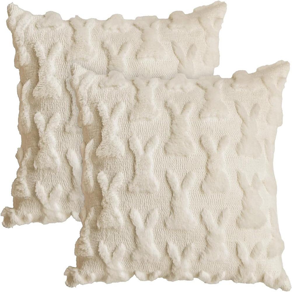 Easter Rabbits Throw Pillow Cover 45x45cm Happy Easter Pillow Cover Bunny Soft Cushion Case Decorative Pillow Covers for Home