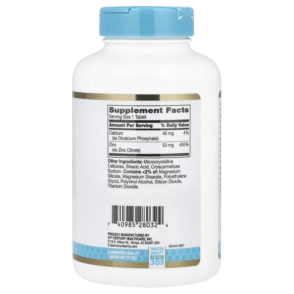 21st Century, Zinc Citrate, 50Mg, 360 Tablets