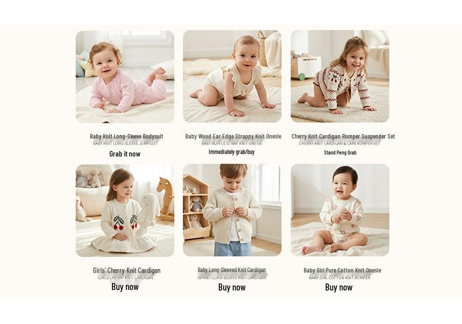 Personalized Pure Cotton Knitted Baby Girl Sweater & Cardigan Set with Logo Printing