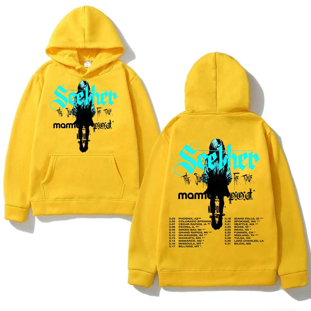 Худи Seether Surface Seems So Far Tour Толстовка Seether Rock Хэви-метал Funko Пуловер Унисекс Свободный Уличный стиль