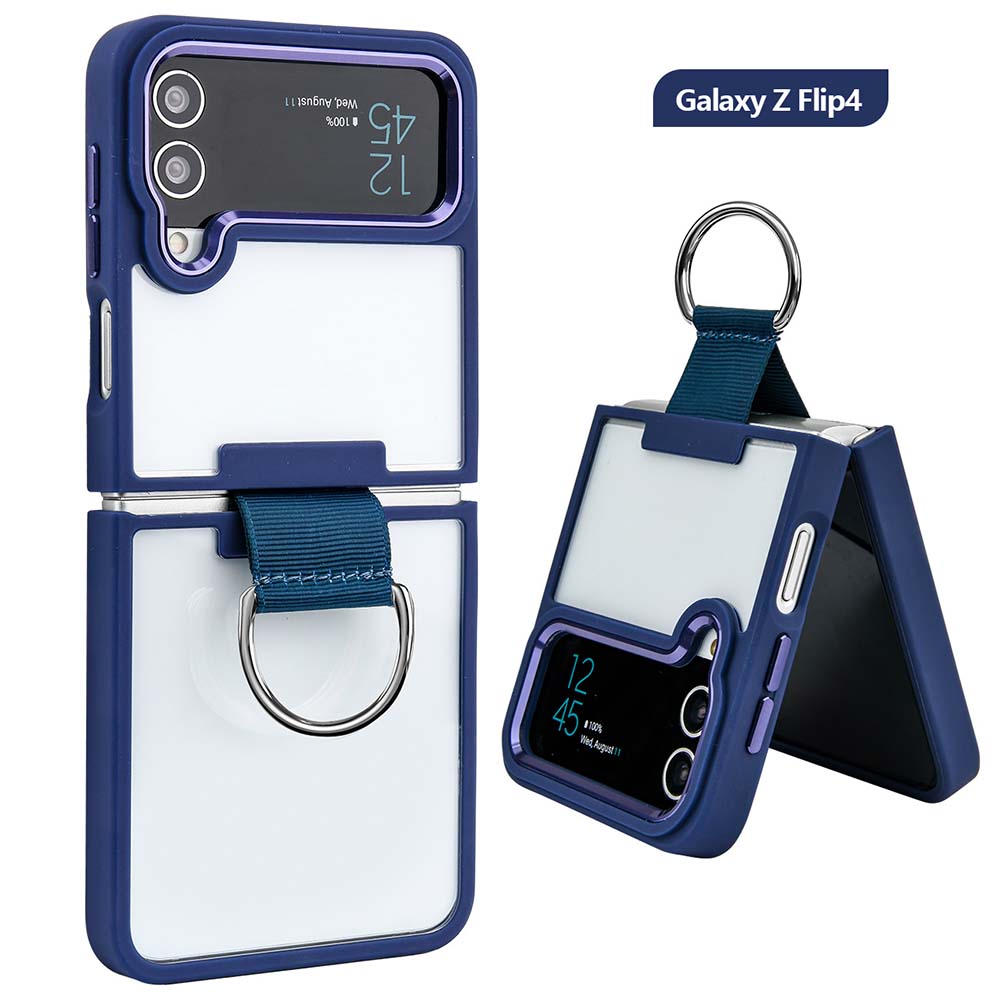 Clear Case for Samsung Galaxy Z Flip 4 Case with Ring Support Wireless Charging Shockproof Cover for Samsung Z Flip 4 5G