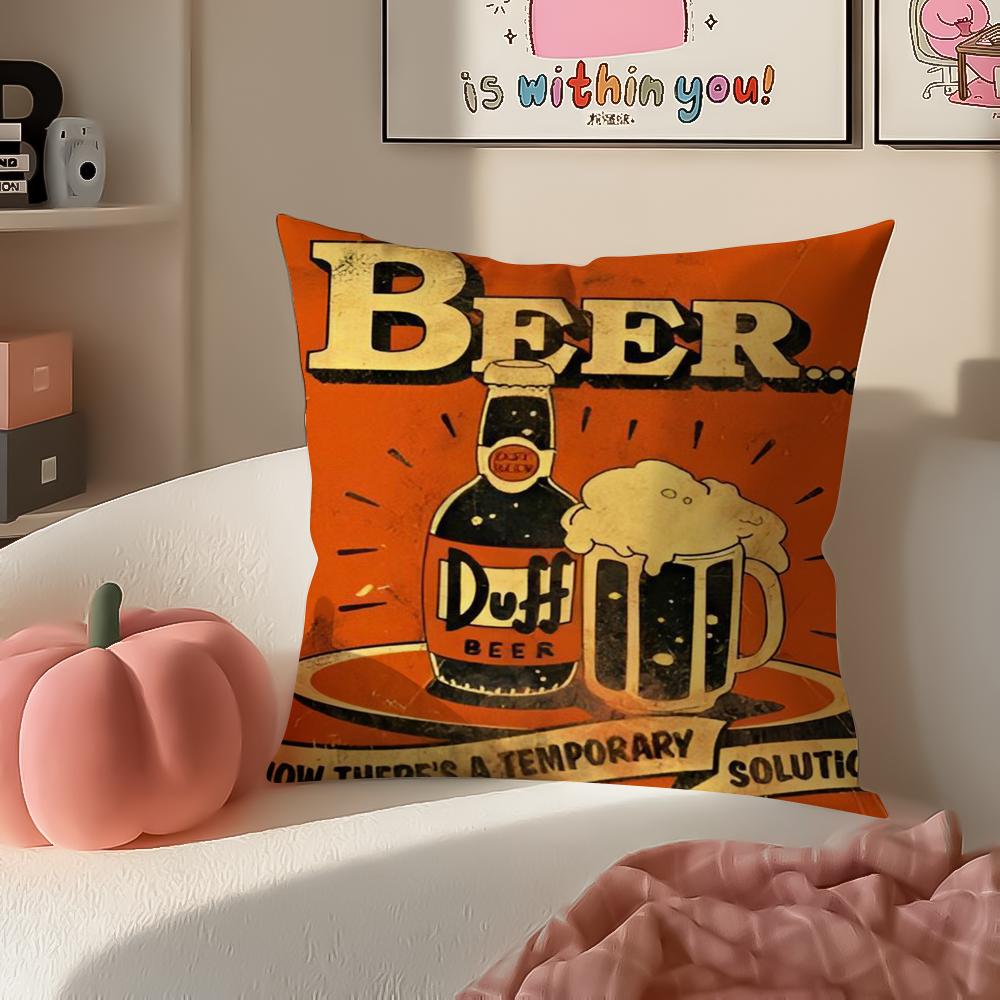 Rustic Cozy Art Beer Wine Retro Style Cushion Cover Pillowcase Short Plush Invisible zipper Room Sofa Cushion Cover