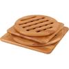 Natural Bamboo Trivet Mat Set, Kitchen Wood Hot Pads Trivet, Heat Resistant Pads for Hot Dishes/Pot/Bowl/Teapot/Hot Pot Holders, Anti-Hot Non-Slip