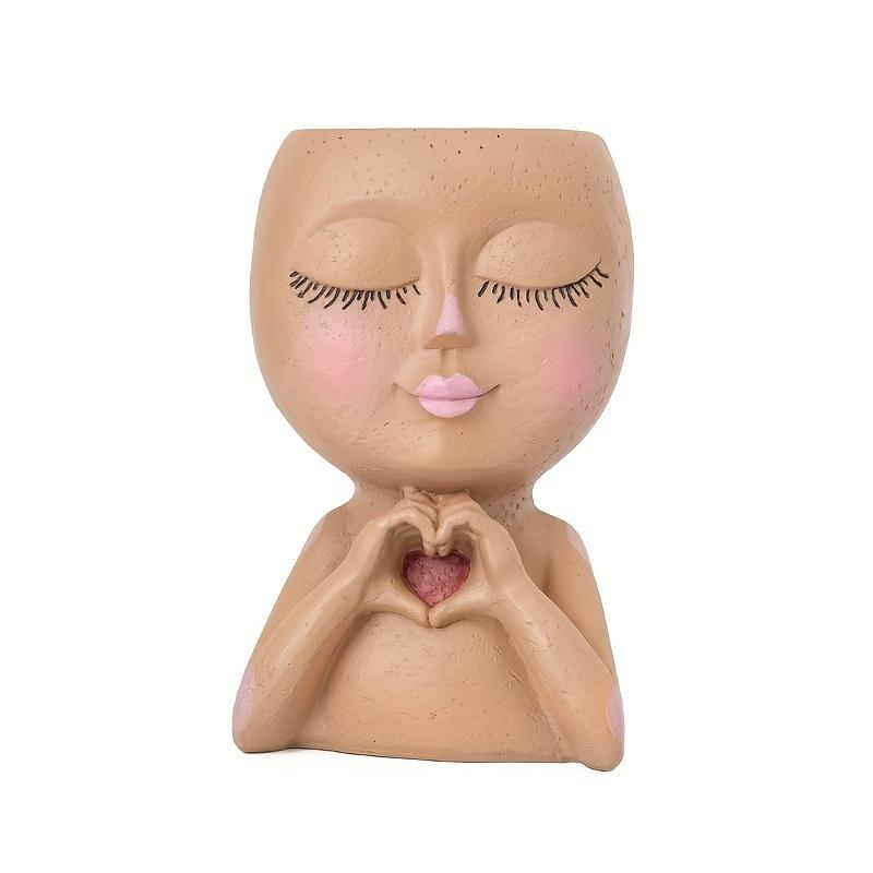 Девочки Лицо Цветочный Кашпо Креативный Настольный Декор Двор Сад Балкон Украшения Изделия Из Смолы Суккулентное Растение Цветочный Горшок