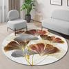 Круглый ковер с золотым листом гинкго, абстрактный геометрический ковер для гостиной, спальни, кухни, декоративный нескользящий коврик для пола в помещении