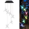 Hummingbird Shape Wind Chimes Butterfly Hanging Pendant Waterproof Solar Power Automatic Lighted Wind Chimes Outdoor Decoration