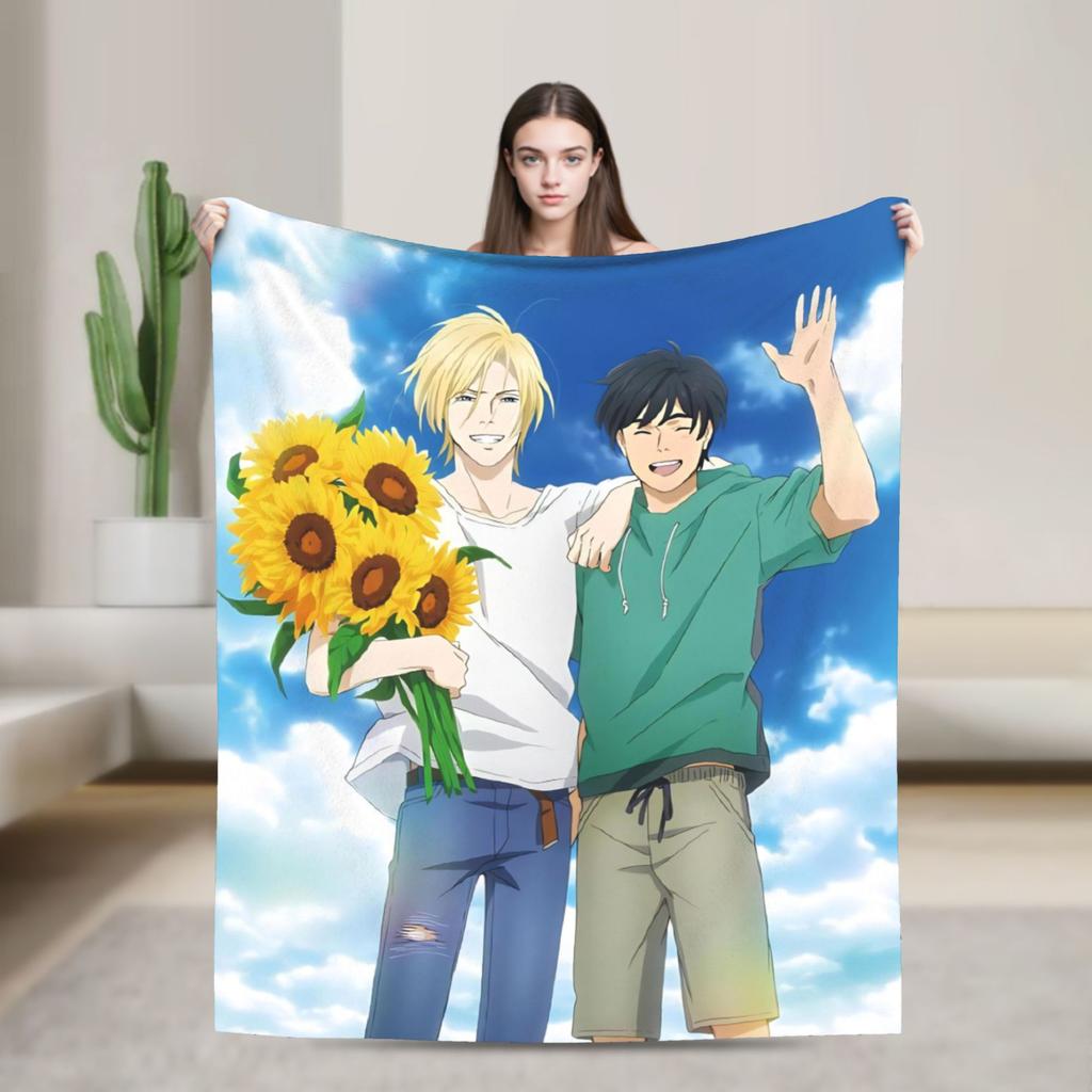 Banana Fish Anime Throw Blanket for Couch  Soft Fuzzy Plush Blanket 50x60 Inch Multiple Sizes Bedspreads for All Seasons