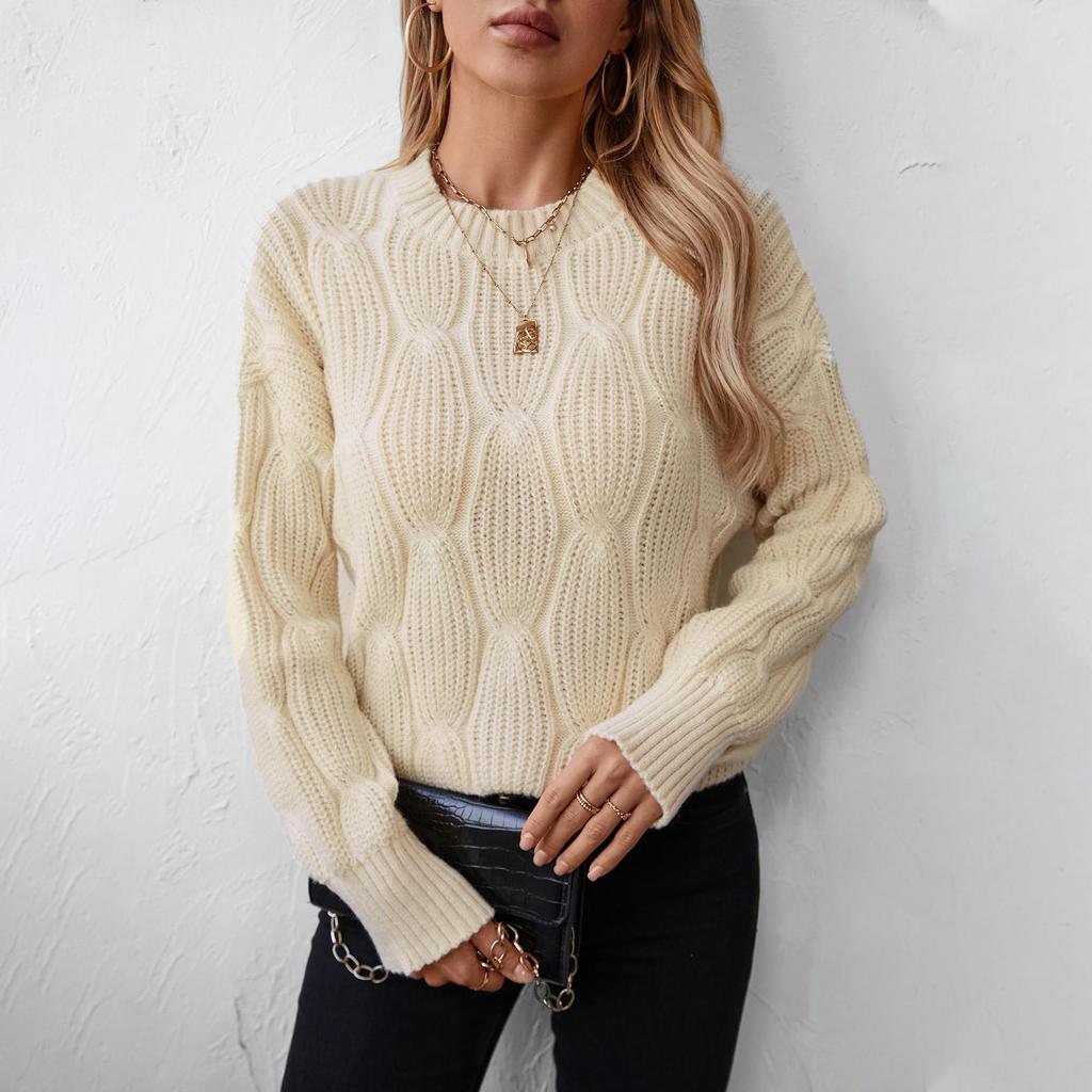 Осень-зима Винтажный свободный топ с длинными рукавами однотонный кардиган трикотажный свитер с круглым вырезом