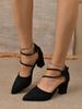 Мода Высокий каблук Полые Модные Женские Туфли 2024 Лето Новые Большой Размер Острый Носок Пряжка Толстый Каблук Женские Сандалии