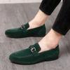Fashion Luxury Designer Suede Green Grey Leather Driving Shoes For Men Formal Wedding Prom Dress Homecoming Sapatos Tenis Masculino